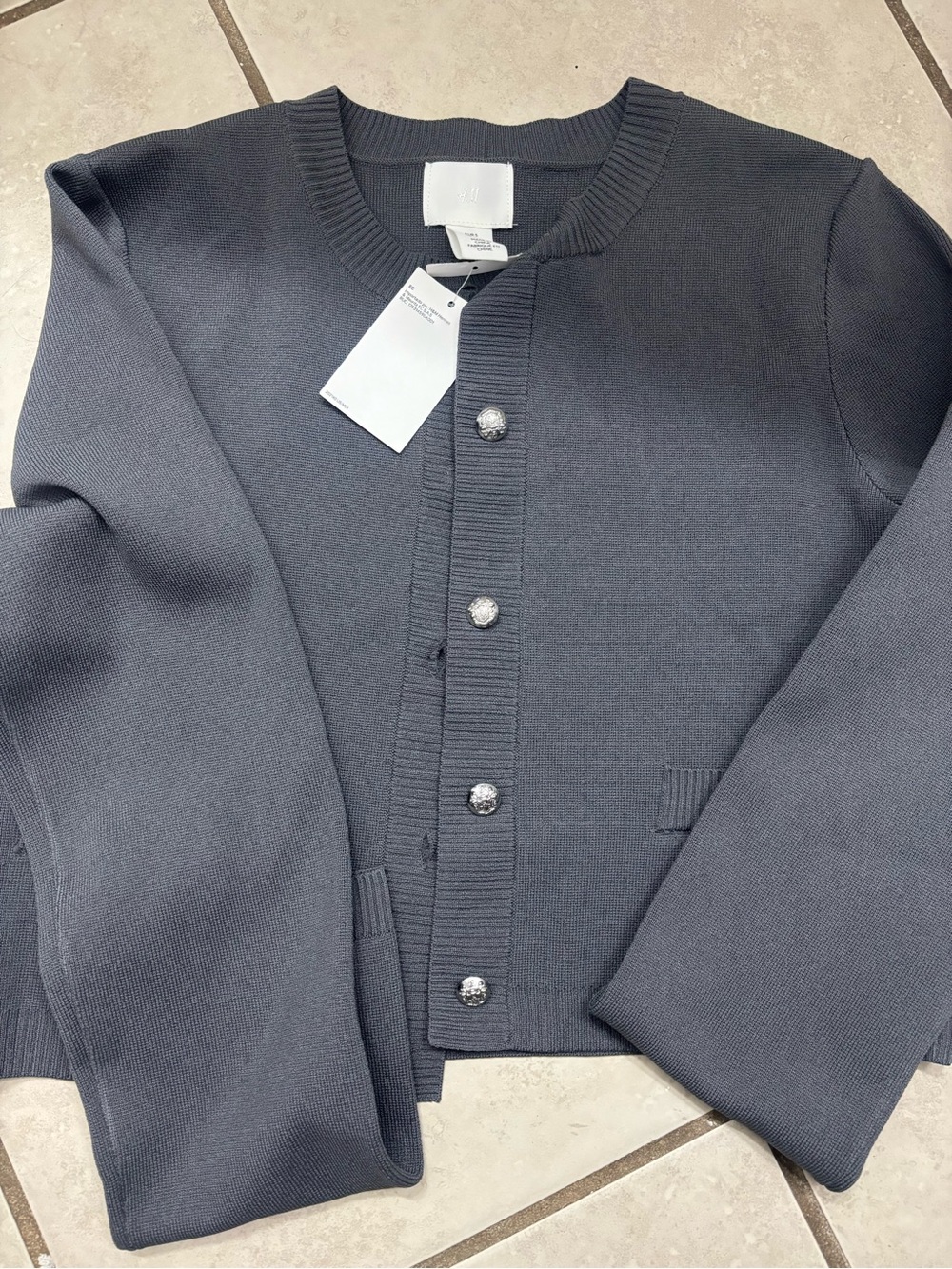 Men's Dark Gray Button-Front Sweater Cardigan